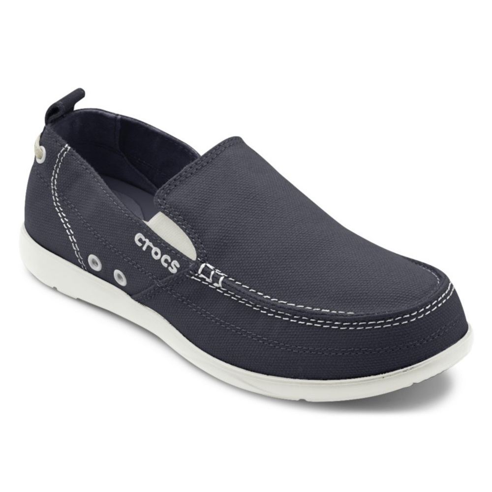 Crocs Navy Walu Canvas Slip On Loafers Men’s Sz 7